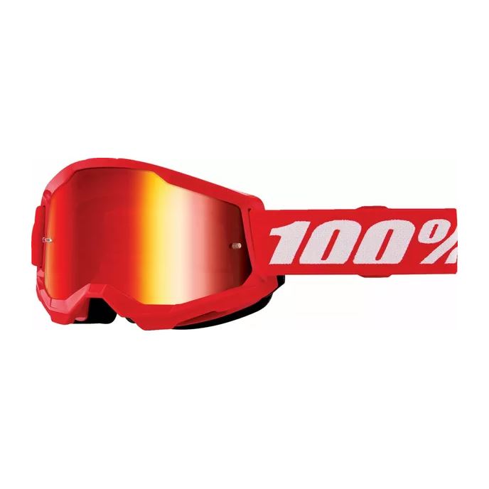 100% MX Goggles Strata 2 Youth Red Red Mirror